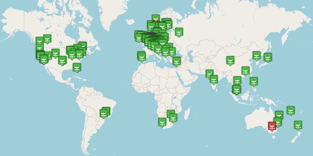 Map of NLNOG RING nodes (January 2021)